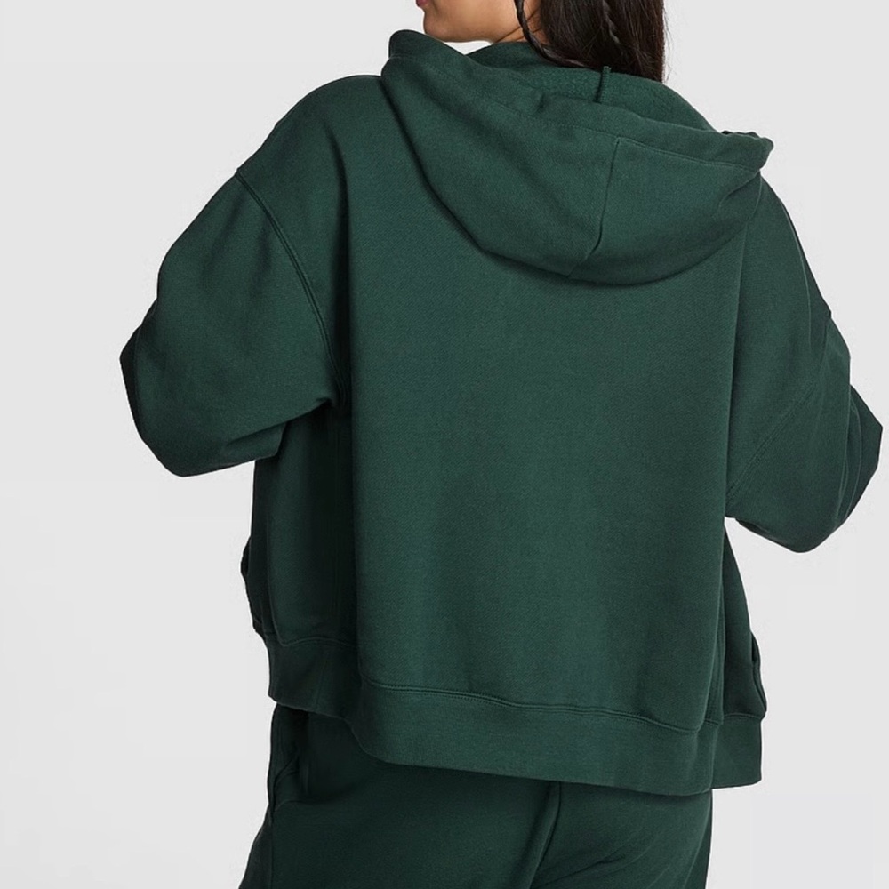 VS PINK NWT Deep Forest Ivy Fleece Campus Full-Zip Hoodie - Picture 6 of 7